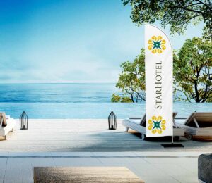 Beachflag auf der Terrasse - Werbefahnen