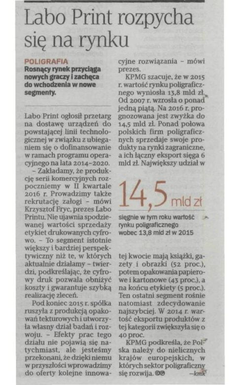Rzeczpospolita - Labo Print rozpycha się na rynku