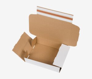 Emballage de commerce électronique blanc-gris - Fefco 427 Just - Carton de retour - Labo Print