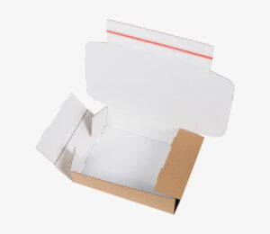 Just Fefco Verpackung - grau-weißer Mehrweg-Karton - Druckerei
