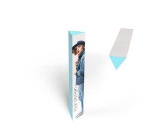 Cardboard triangle totem 26,6 x 26,6 x 156 cm - Printing house