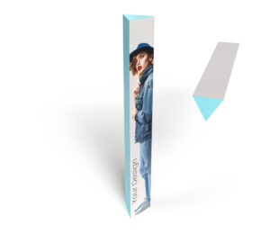 Cardboard triangle totem 26,6x26,6x190cm – Printing house