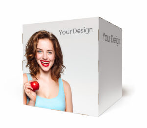Kostka reklamowa z zamkami 70x70x70 cm – Tektura EB – LaboPrint