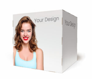 Kostka reklamowa z zamkami 80x80x80 cm – Tektura EB – LaboPrint