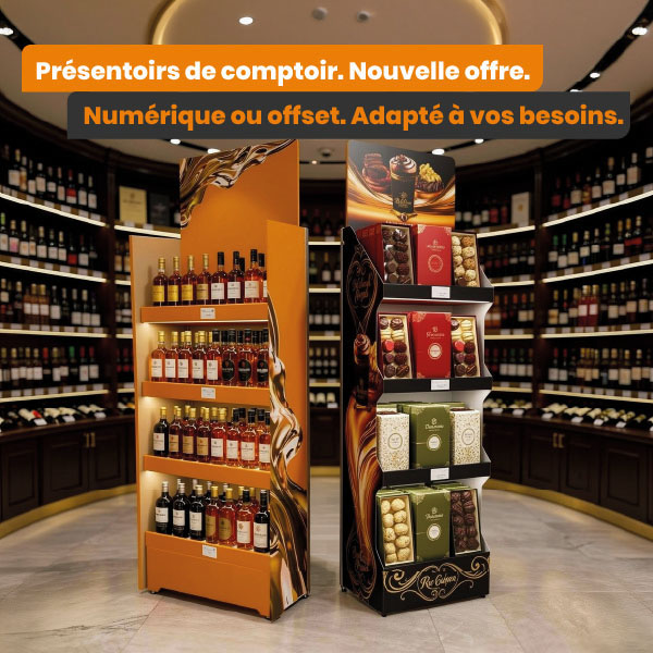 Présentoirs de comptoir – conditions attractives en impression numérique. Volumes : 300–500 unités | LaboPrint