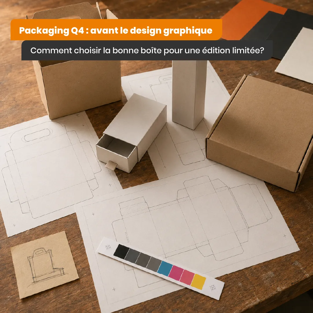 Vous préparez des emballages cadeaux pour le Q4 ? Découvrez pourquoi il faut choisir la construction de la boîte avant de créer le design graphique.