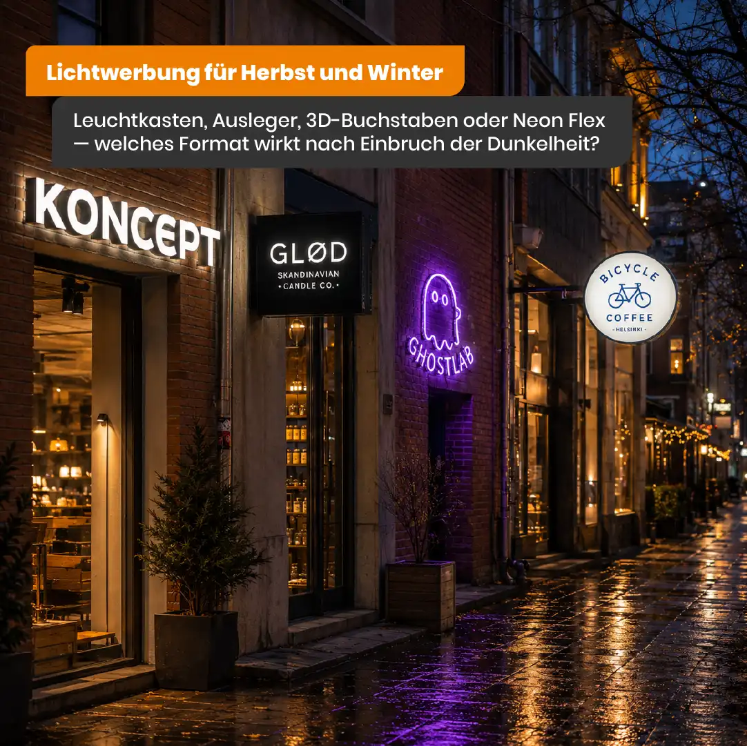 Leuchtreklame für Herbst und Winter - Laboprint